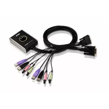 ATEN 2-Port USB DVI KVM Switch with Audio, 1920 x 1200 pixels, WUXGA, 1.9 W, Black