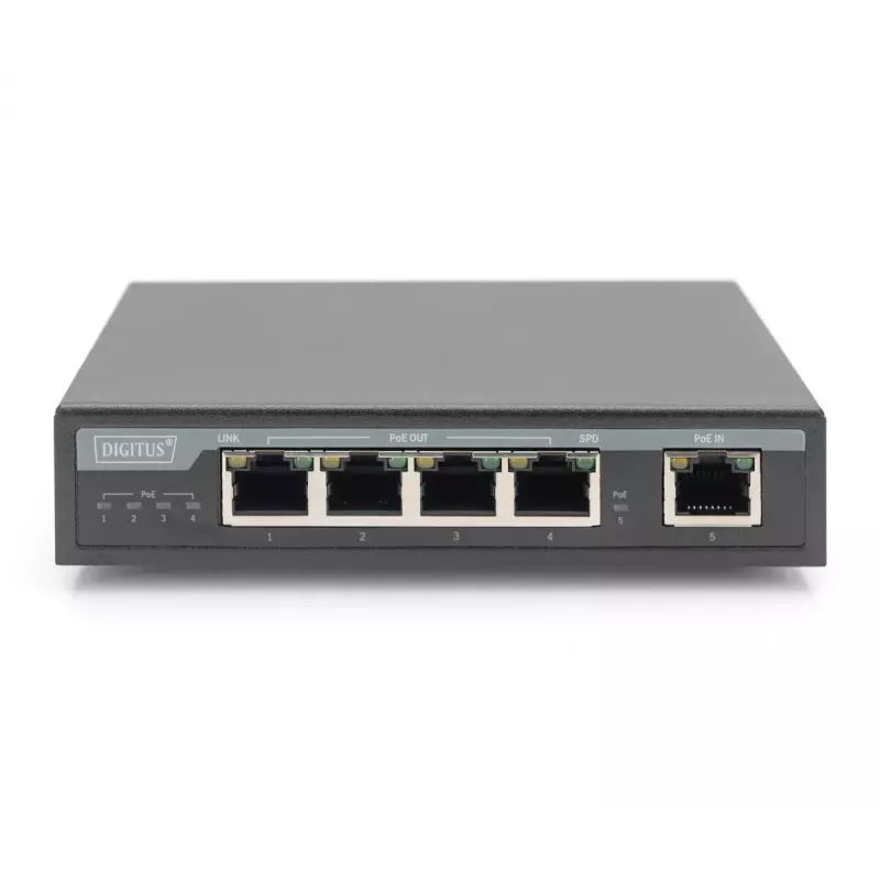 Digitus 4 Port Gigabit 4PPoE Extender 802.3at 60W Black