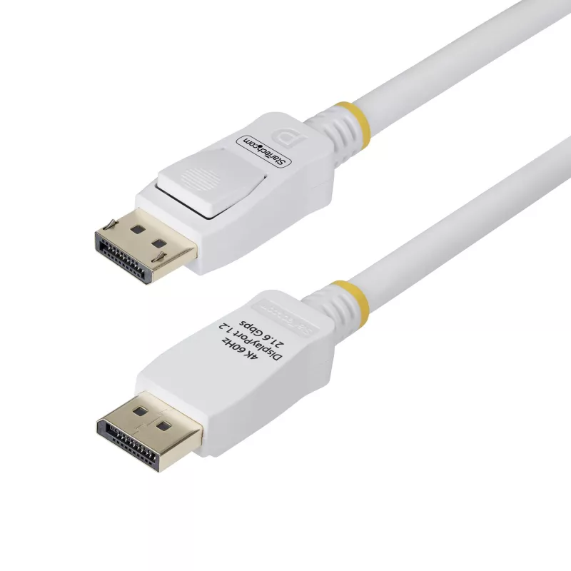 StarTech.com 10ft (3m) White VESA Certified DisplayPort 1.2 Cable, 4K 60Hz, 21.6Gbps, Latching DP Connectors, DP 1.2 DisplayPort Cable, DP Monitor Cord, M/M