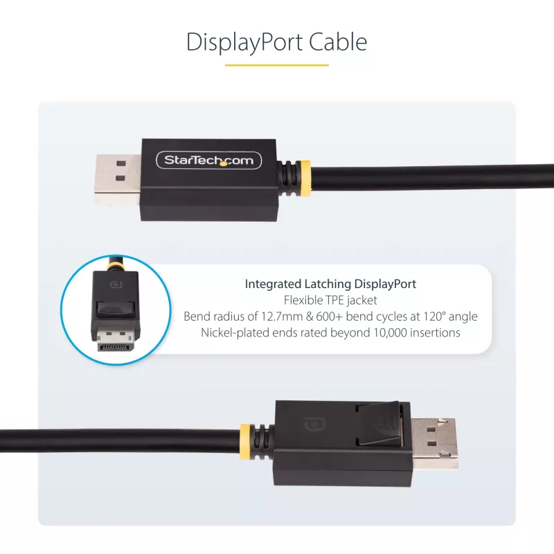 StarTech.com 1m DisplayPort 2.1 Cable, VESA Certified DP80 DisplayPort Cable w/UHBR20/HDR/DSC 1.2a/HDCP 2.2, 16K/8K 60Hz, 4K 240Hz, 80Gbps, DP 2.1 Cable, UHD Monitor Cord, M/M