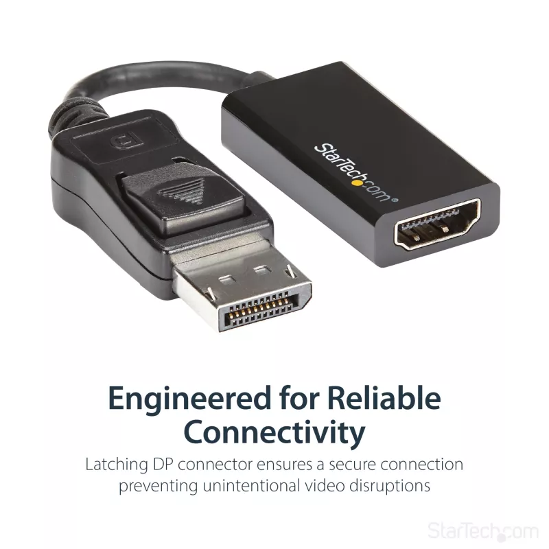 StarTech.com DisplayPort to HDMI Adapter - 4K 60Hz Active DP 1.4 to HDMI 2.0 Video Converter - DP to HDMI Monitor/TV/Display Cable Adapter Dongle - Latching DP Connector