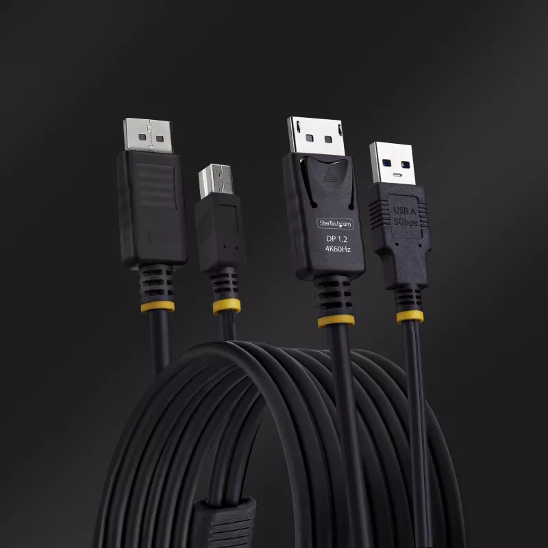 StarTech.com 6ft (1.8m) DisplayPort and USB 5Gbps KVM Cable, 4K 60Hz, Universally Compatible DP 1.2/USB 3.0 Combo Cable for KVM Switches