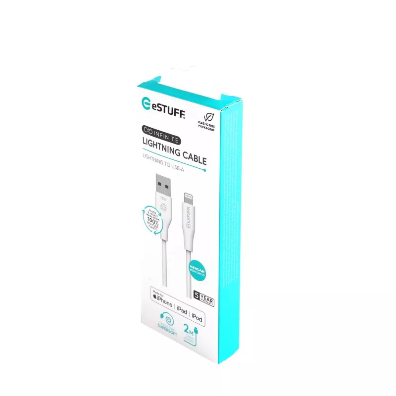 Lightning Cable eSTUFF ES601270 2m White 2.4A