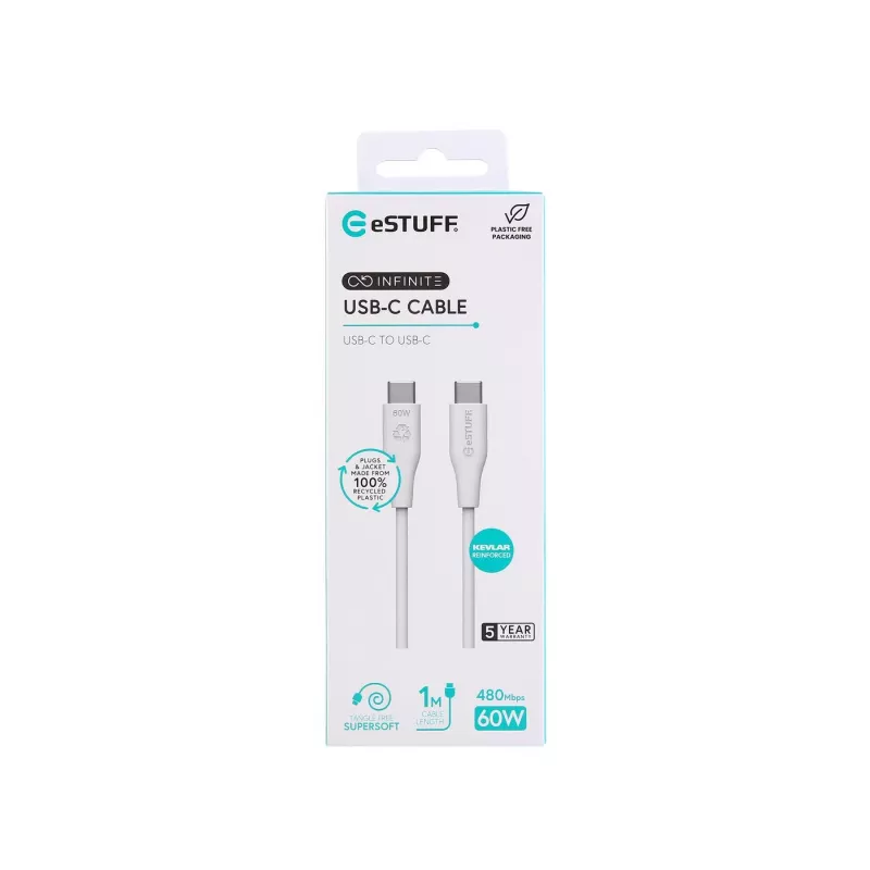 eSTUFF ES604170 USB cable USB 2.0 1 m USB C White