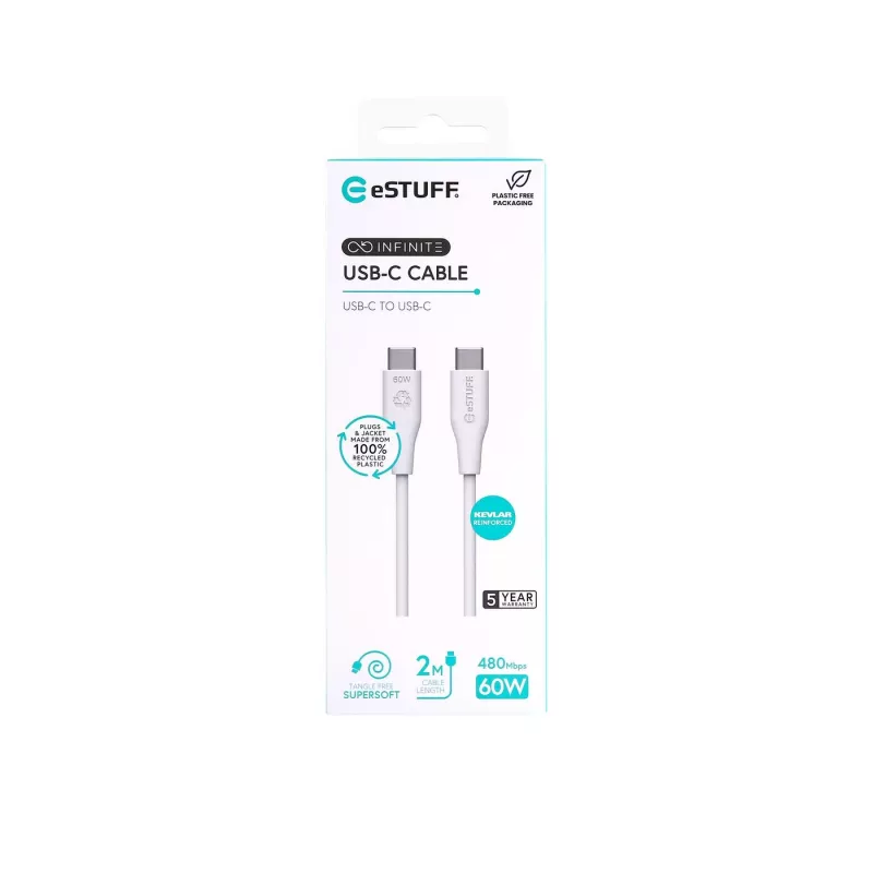 USB cable eSTUFF ES604270 2m USB C White USB 2.0 0.48 Gbit/s