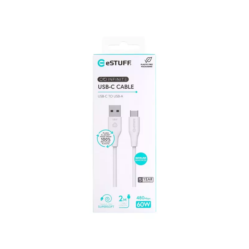 eSTUFF ES605270 USB cable USB 2.0 2 m USB C USB A White