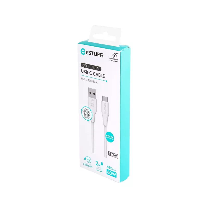 eSTUFF ES605270 USB cable USB 2.0 2 m USB C USB A White