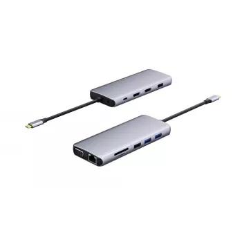 eSTUFF ES623009 interface hub USB 3.2 Gen 1 (3.1 Gen 1) Type-C 5000 Mbit/s Grey
