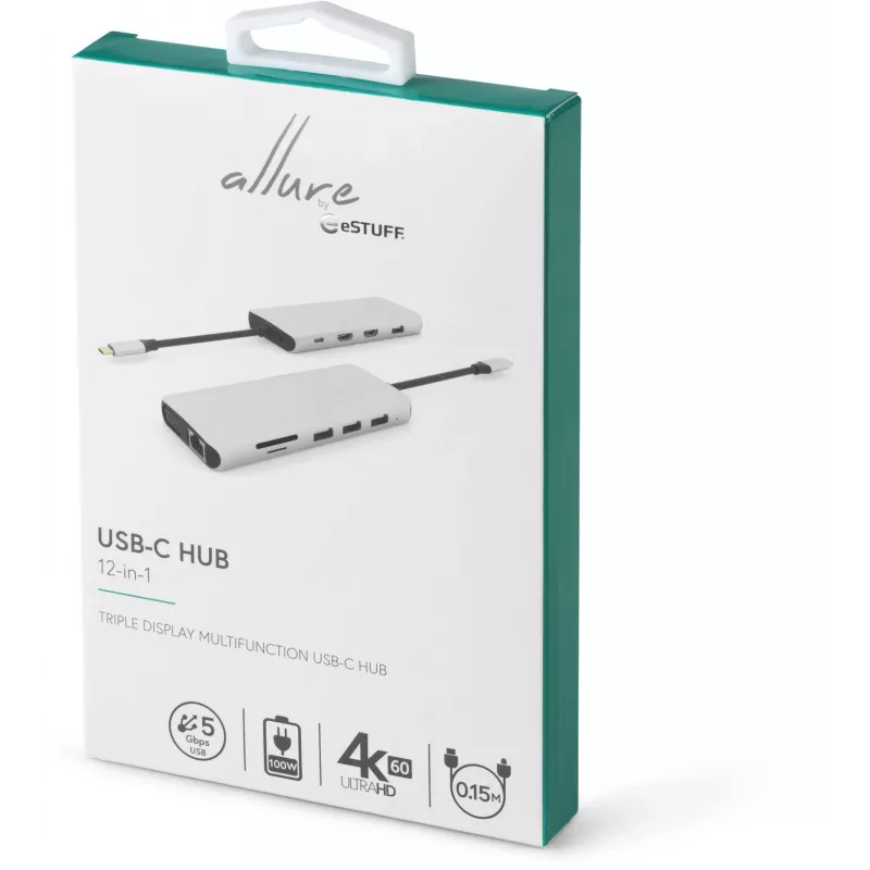 eSTUFF ES623009 interface hub USB 3.2 Gen 1 (3.1 Gen 1) Type-C 5000 Mbit/s Grey