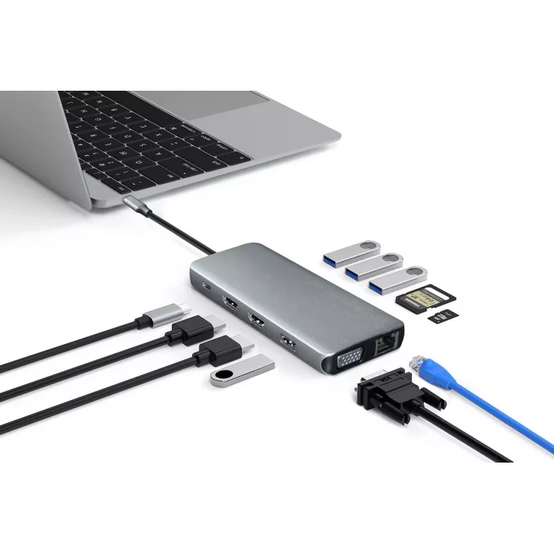 eSTUFF ES623009 interface hub USB 3.2 Gen 1 (3.1 Gen 1) Type-C 5000 Mbit/s Grey