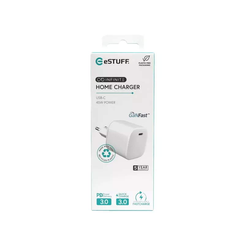 eSTUFF ES637045 mobile device charger Smartphone White AC Fast charging Indoor