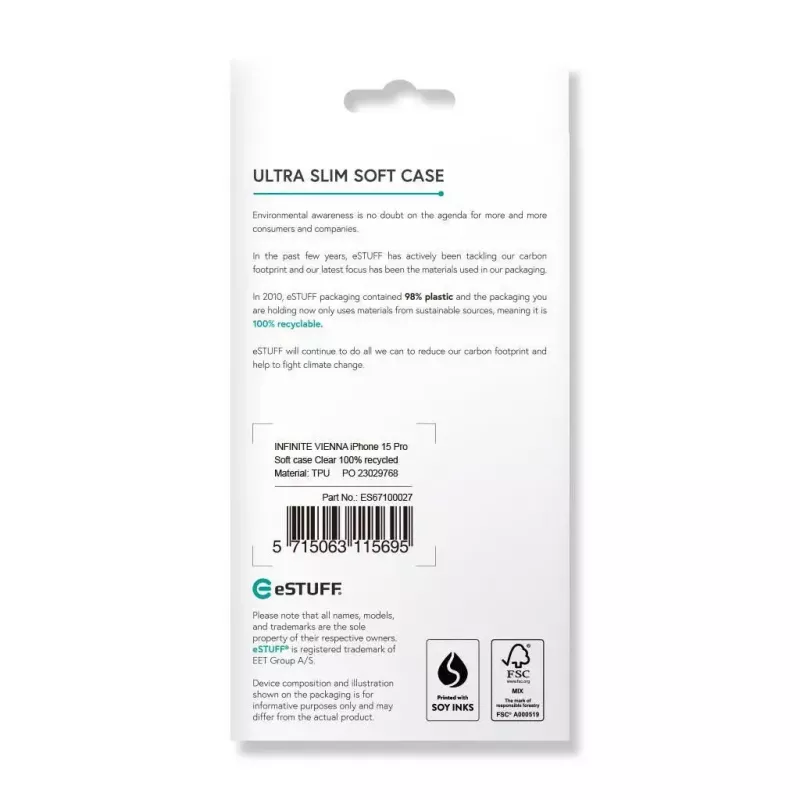 eSTUFF ES67100027 mobile phone case 15.5 cm (6.1 inch) Cover Transparent