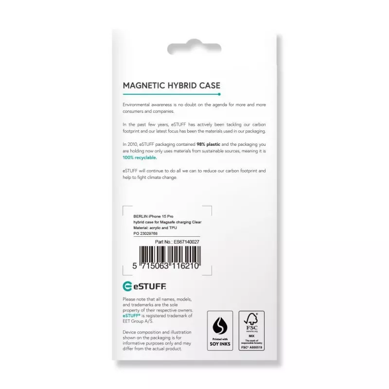 eSTUFF ES67140027 mobile phone case 15.5 cm (6.1 inch) Cover Transparent