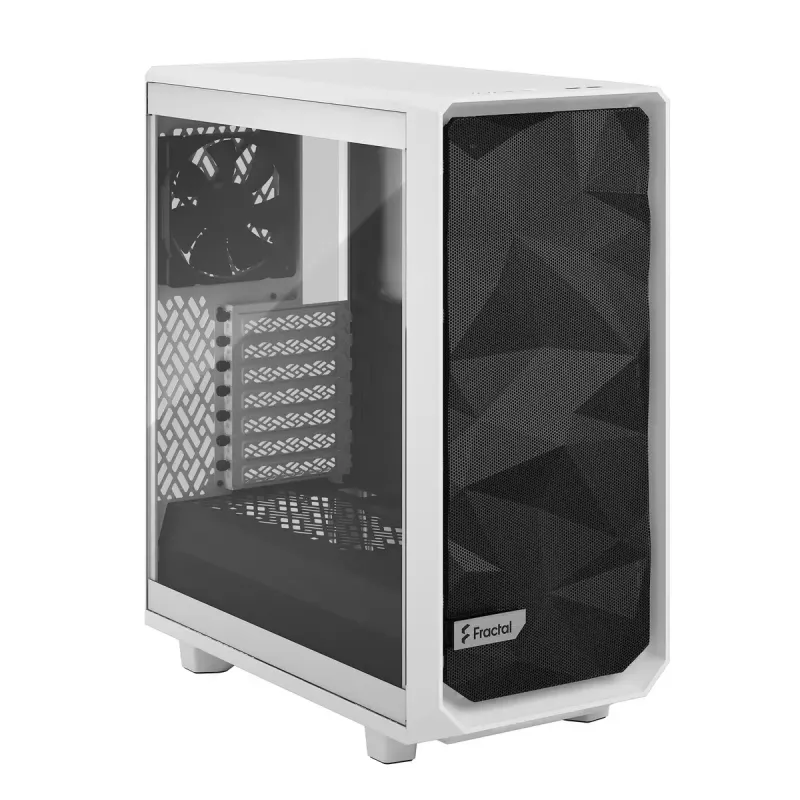 PC Tower Case Fractal Design Meshify 2 Compact — White, supports ATX PSU, 2x140mm front, 1x120mm rear, 2.5 inch/3.5 inch drives, 210×424×475 mm