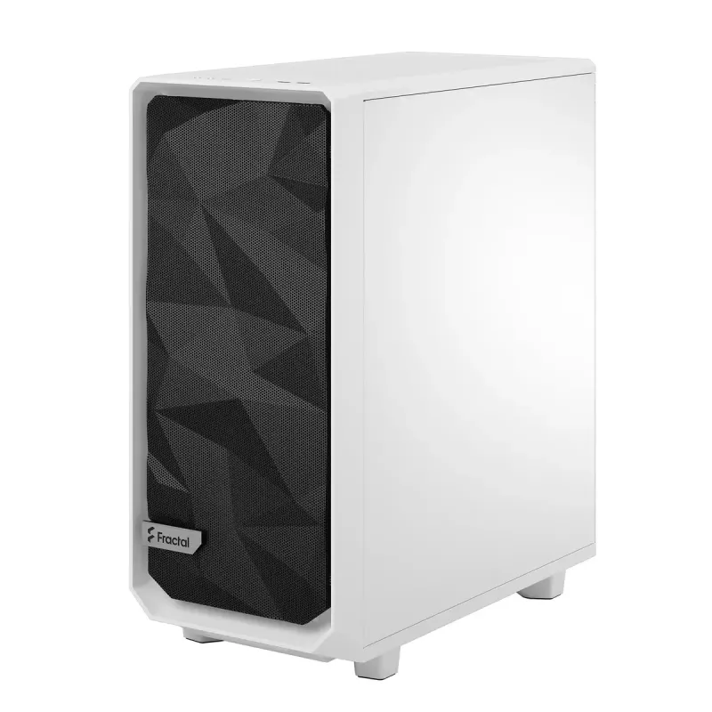 PC Tower Case Fractal Design Meshify 2 Compact — White, supports ATX PSU, 2x140mm front, 1x120mm rear, 2.5 inch/3.5 inch drives, 210×424×475 mm
