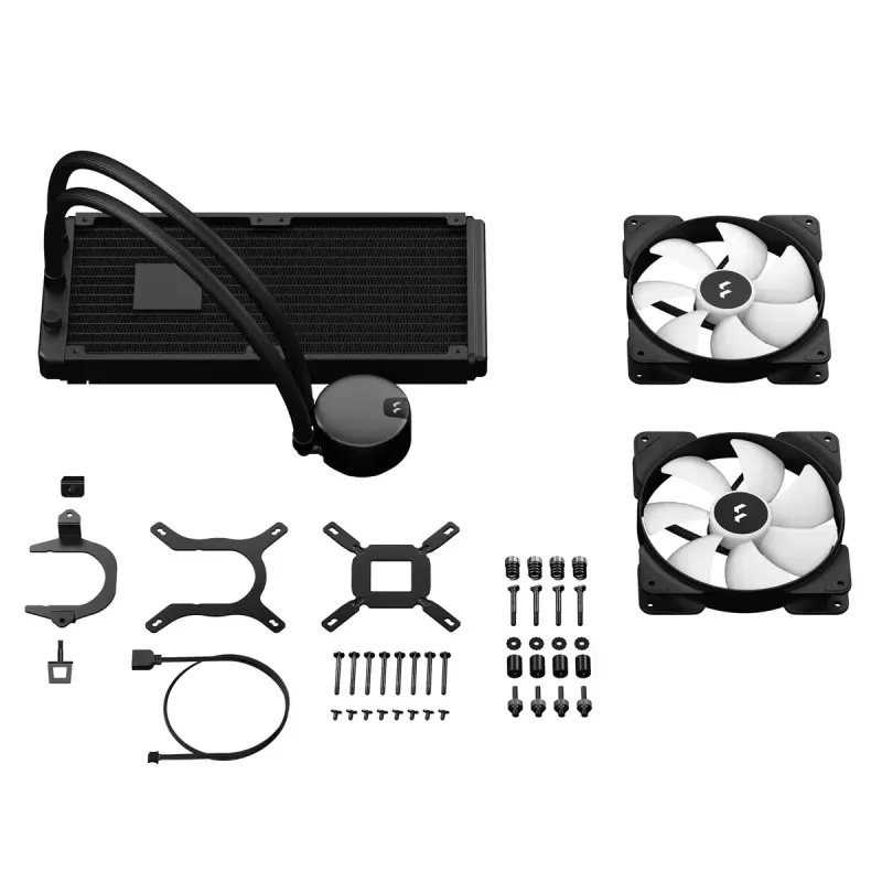 All-in-one liquid CPU cooler Fractal Design Lumen S28 v2 RGB — 140 mm fans, 500–1700 RPM, Black