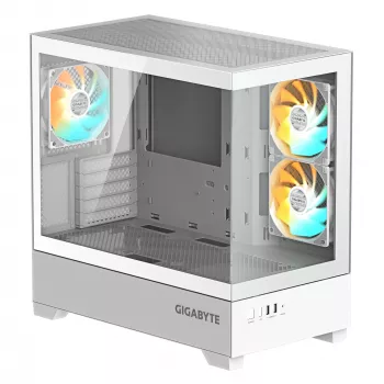 GIGABYTE C201 PANORAMIC ICE PC Case - Mid Tower, m-ATX, 360mm radiator support, 3 Pre-installed Fans, USB 3.0, Support RGB Fusion