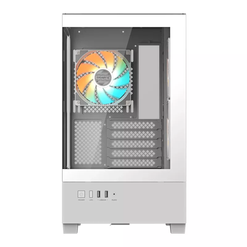 GIGABYTE C201 PANORAMIC ICE PC Case - Mid Tower, m-ATX, 360mm radiator support, 3 Pre-installed Fans, USB 3.0, Support RGB Fusion