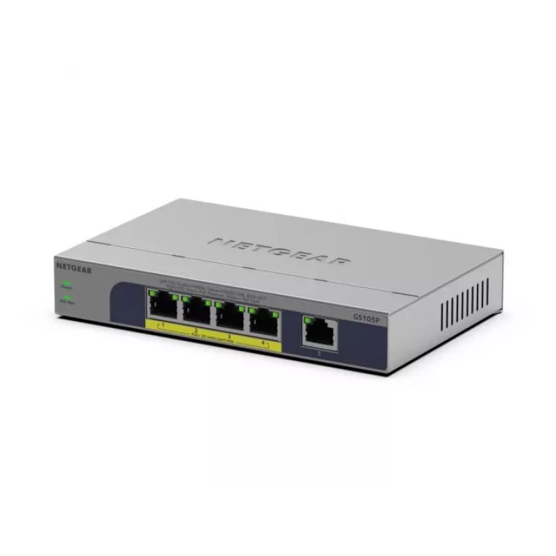 Unmanaged 5-Port PoE Switch Netgear GS105P 1Gb Ethernet with Power over Ethernet (GS105P-300EUS)