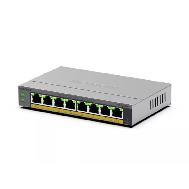 NETGEAR GS108EPP Unmanaged Gigabit Ethernet (10/100/1000) Power over Ethernet (PoE) Desktop/Wall-Mounting Grey