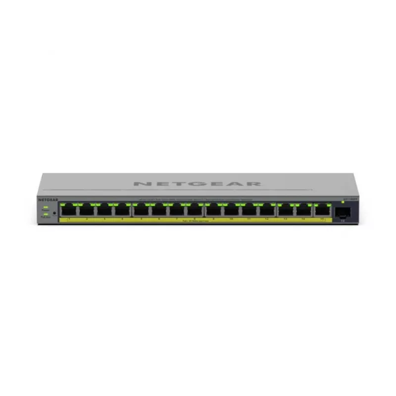 Managed L2/L3 Gigabit Ethernet PoE Switch Netgear GS116EPP — 16x RJ‑45 10/100/1000, 1x SFP, 8000 MAC entries, Grey