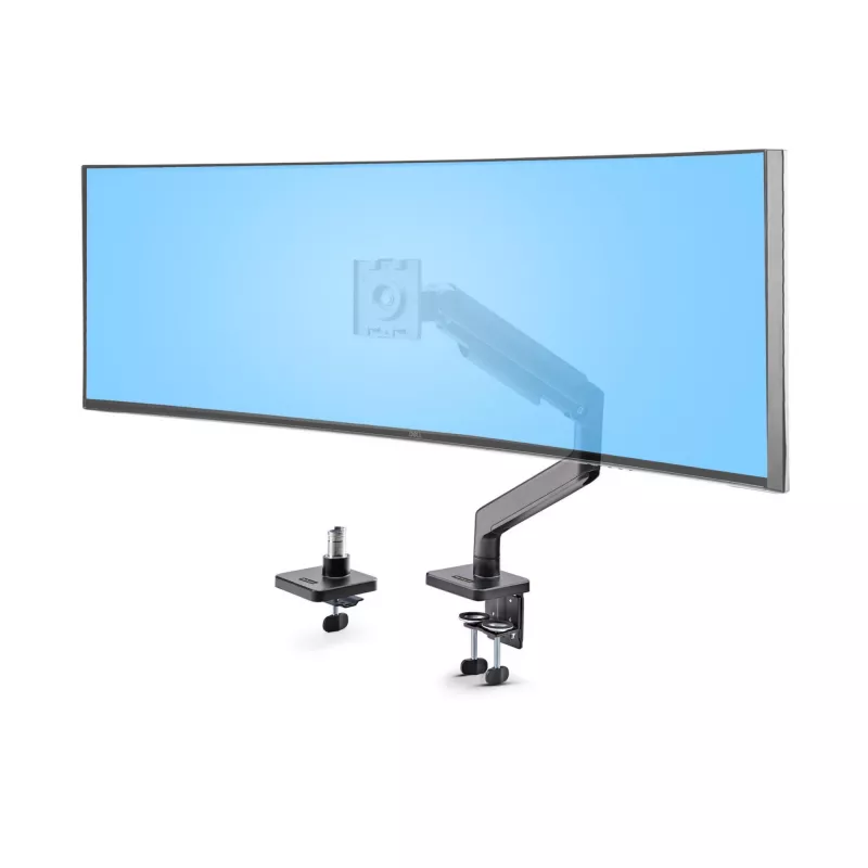 StarTech.com Monitor Desk Mount for up to 49in 32:9 Ultrawide Curved Screens, Mechanical Spring Arm, C-Clamp/Grommet, Tool-Less Adjustment, Max 44lb/20kg