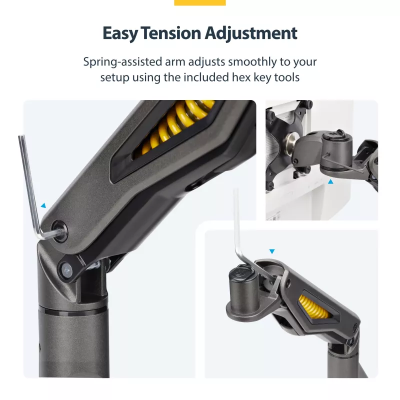 StarTech.com Desk Mount Monitor Arm, Up To 32 inch Display, Max 22lb/10kg, VESA 75x75/100x100, C-Clamp, Fully Articulating, Mechanical Spring, TAA-compliant