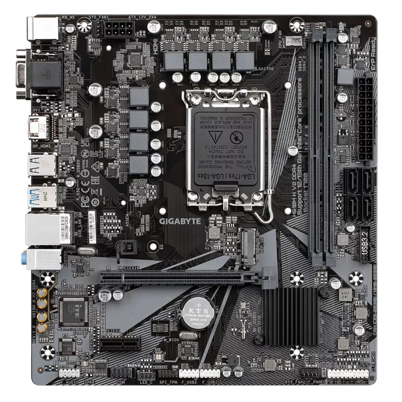 GIGABYTE H610M H V2 DDR4 Motherboard - Supports Intel Core 14th CPUs, 6+1+1 Hybrid Digital VRM, up to 3200MHz DDR4 (OC), 1xPCIe 3.0 M.2, GbE LAN, USB 3.2 Gen 1