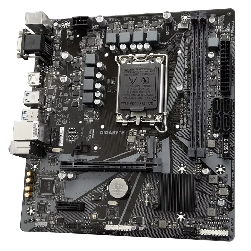 GIGABYTE H610M H V2 DDR4 Motherboard - Supports Intel Core 14th CPUs, 6+1+1 Hybrid Digital VRM, up to 3200MHz DDR4 (OC), 1xPCIe 3.0 M.2, GbE LAN, USB 3.2 Gen 1