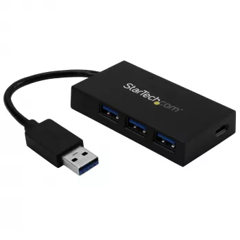 StarTech.com 4 Port USB 3.0 Hub - USB Type-A Hub with 1x USB-C & 3x USB-A (SuperSpeed 5Gbps) - USB Bus or Self-Powered - Portable USB 3.1/3.2 Gen 1 BC 1.2 Charging Hub w/ Power Adapter~4 Port USB 3.0 Hub - USB Type-A Hub with 1x USB-C & 3x USB-A (SuperSpeed 5Gbps) - USB Bus or Self-Powered - Portable USB 3.2 Gen 1 BC 1.2 Charging Hub w/ Power Adapter