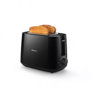 Philips Daily Collection HD2581/90 Toaster, 2 slice(s), Black, Plastic, Rotary, 830 W, 220-240 V