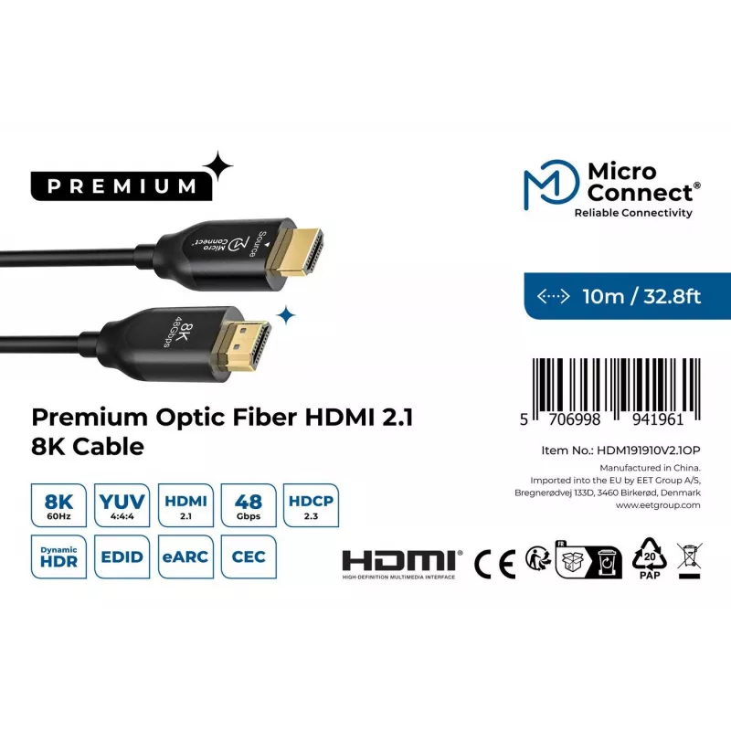 Microconnect Premium Optic HDMI Cable 10m