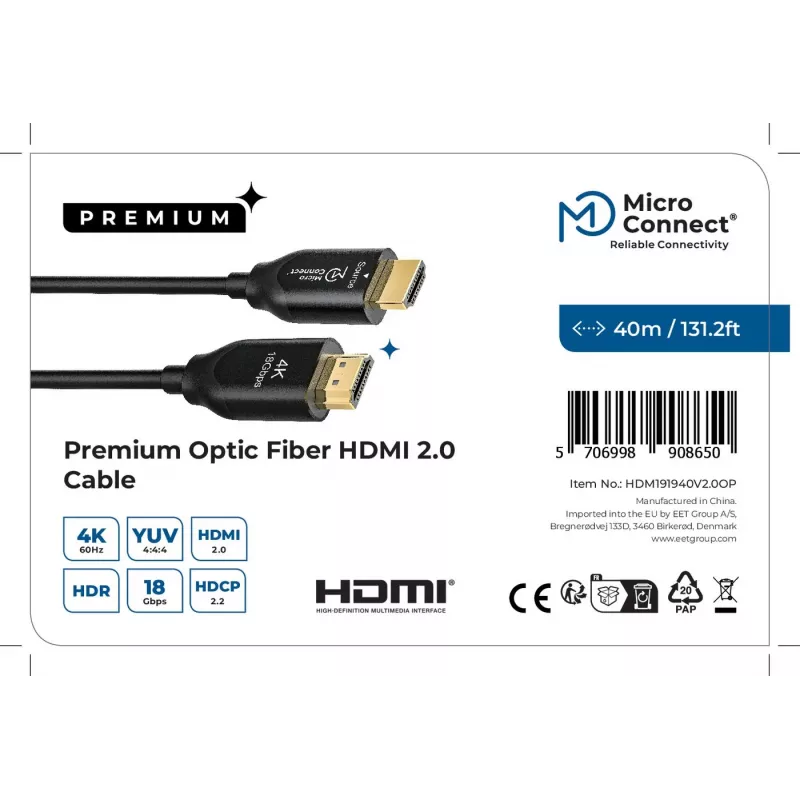 Microconnect Premium Optic HDMI Cable 40m