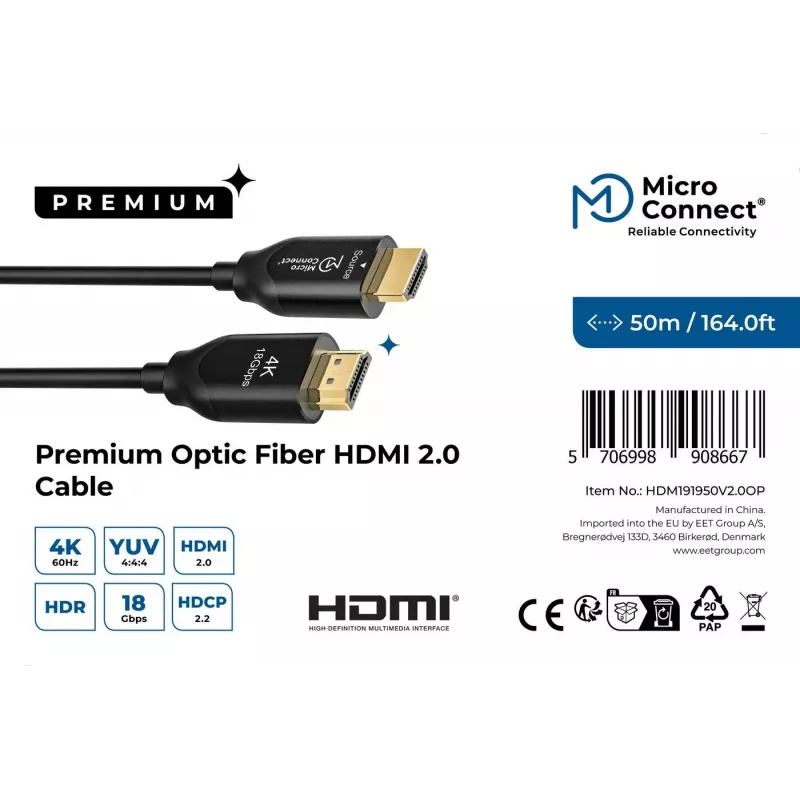 Microconnect Premium Optic HDMI Cable 50m