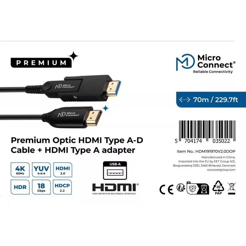 HDMI A-D Cable MicroConnect HDM191970V2.0DOP