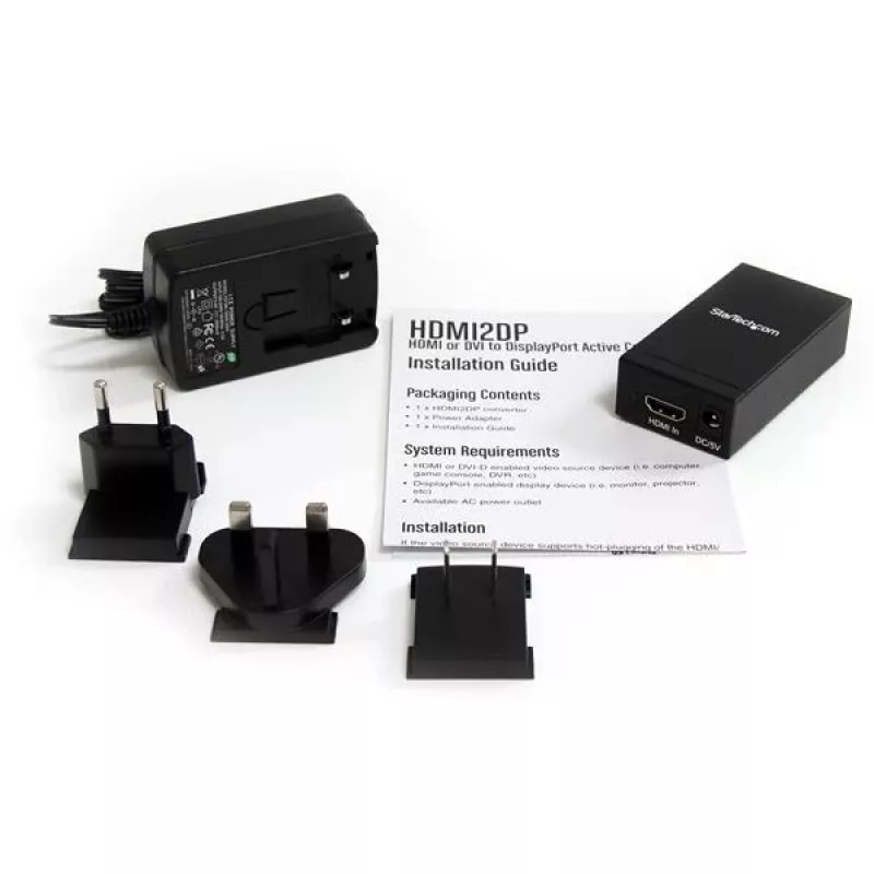 StarTech.com HDMI or DVI to DisplayPort Active Converter, Active video converter, Power, Black, Steel, CE, FCC, RoHS, 1920 x 1200 pixels