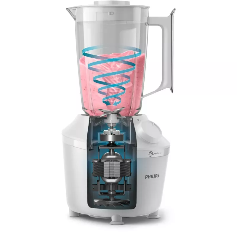 Tabletop blender Philips HR2041/00 — 450 W, 1.9 L plastic bowl, stainless steel blades, white