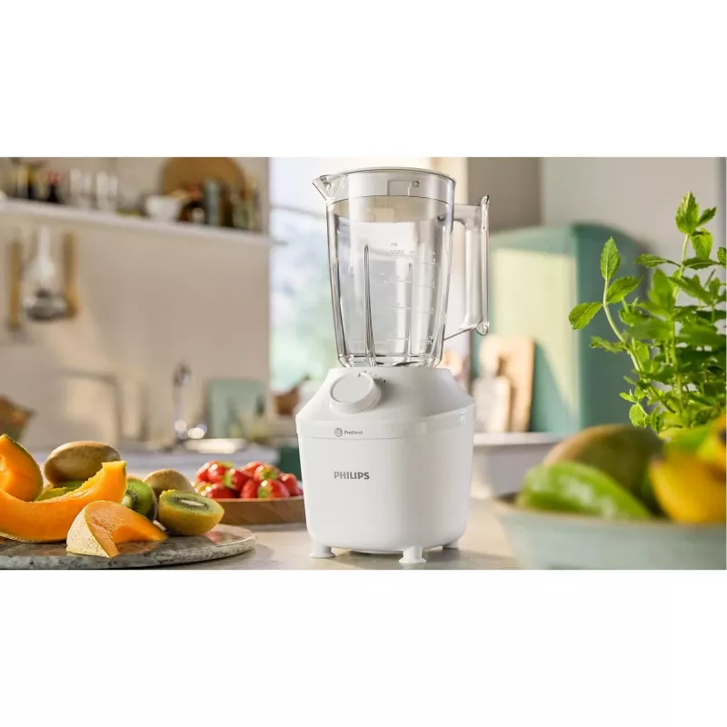 Tabletop blender Philips HR2041/00 — 450 W, 1.9 L plastic bowl, stainless steel blades, white