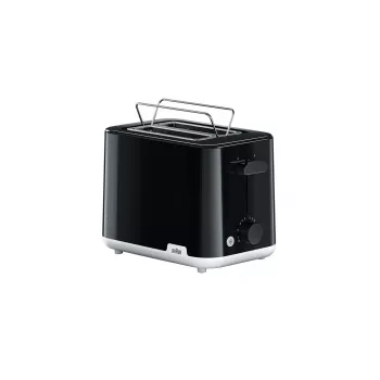 Toaster BRAUN HT1010BK — 2-slice, 900 W, black, plastic housing, slot 132×35×119 mm