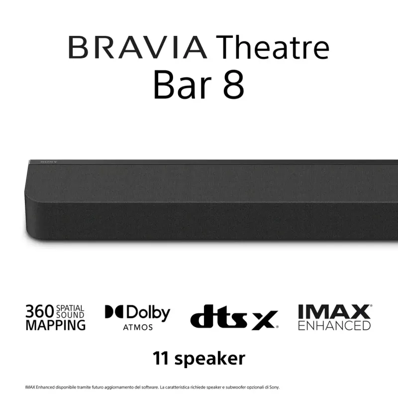 Sony BRAVIA Theatre Bar 8 – Dolby Atmos soundbar, 11 Speaker, Wi-Fi, Bluetooth, 360 Spatial Sound Mapping