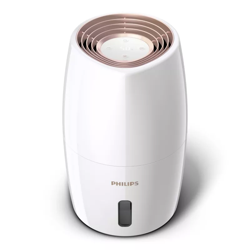 Humidifier Philips HU2716/10 — 2 L tank, 17 W, 220–240 V, white/rose gold, compact 220×220×350 mm