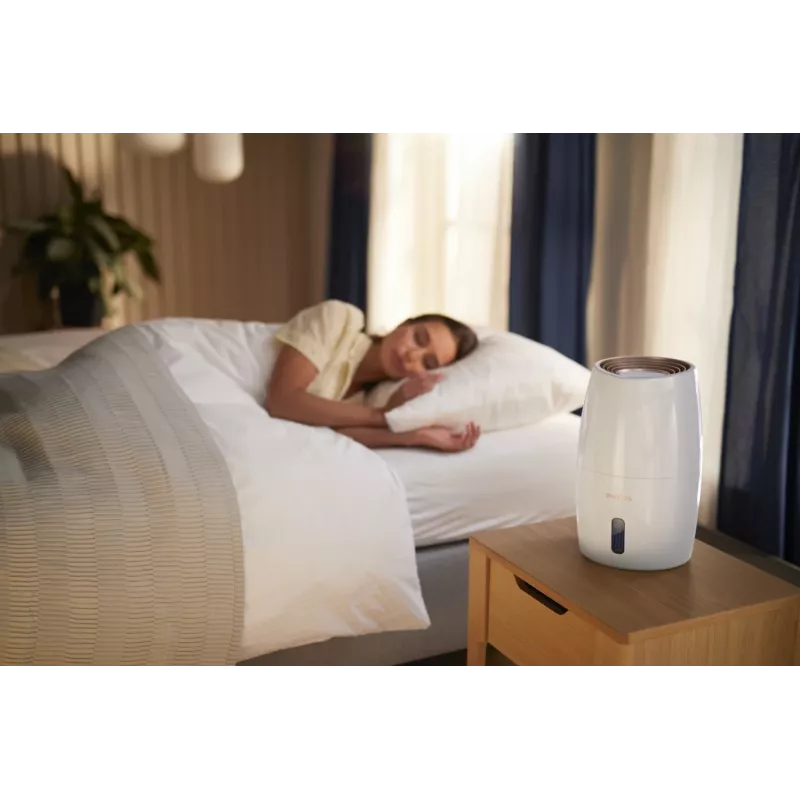 Humidifier Philips HU2716/10 — 2 L tank, 17 W, 220–240 V, white/rose gold, compact 220×220×350 mm