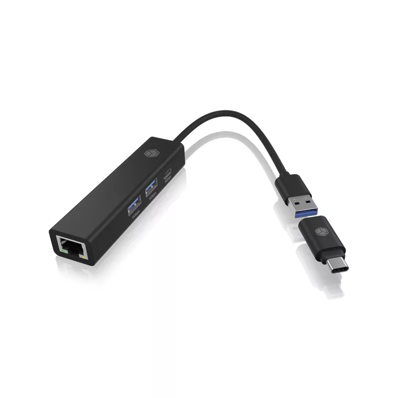 ICY BOX IB-HUB1439-LAN Wired USB 3.2 Gen 1 (3.1 Gen 1) Type-A Black