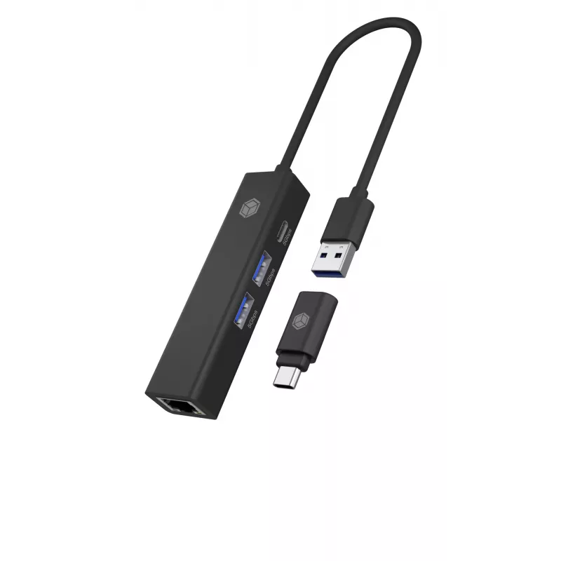 ICY BOX IB-HUB1439-LAN Wired USB 3.2 Gen 1 (3.1 Gen 1) Type-A Black