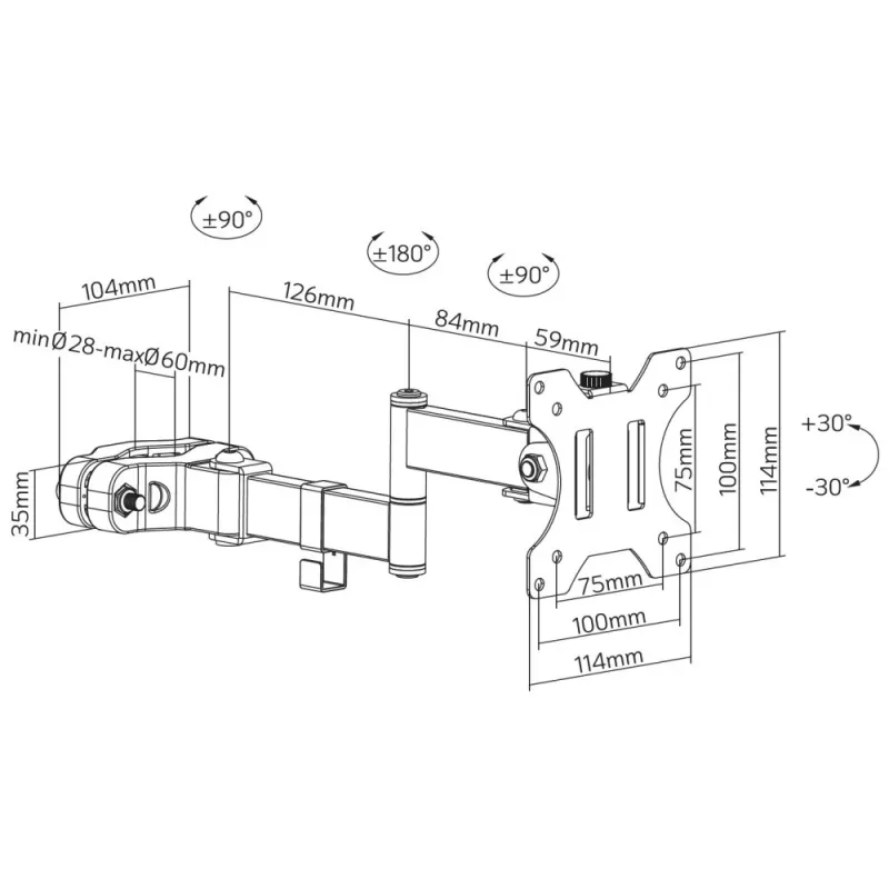 Techly Bracket for Pole Fixing TV LED/LCD 17-32 inch Black