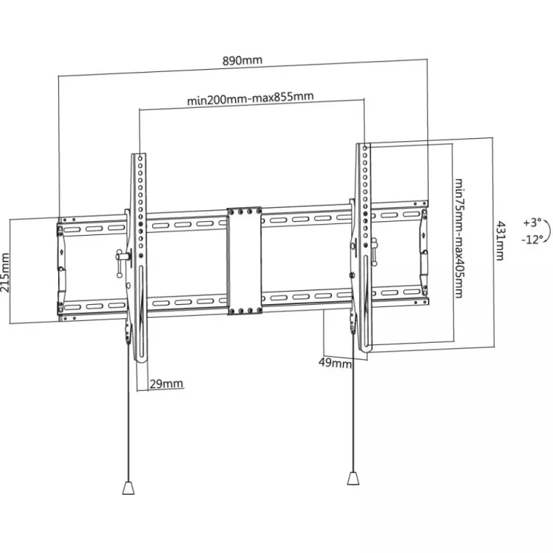 Techly ICA-PLB 590 TV mount/stand 2.29 m (90 inch) Black
