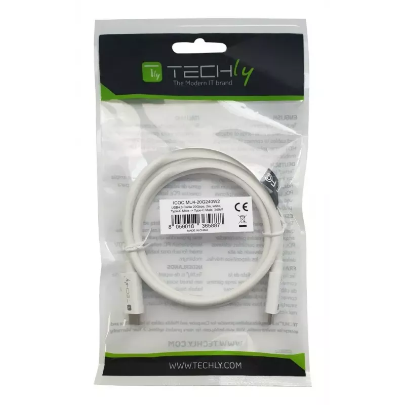 Techly ICOC-MU4-20G240W2 USB cable USB4 Gen 2x2 2 m USB C White