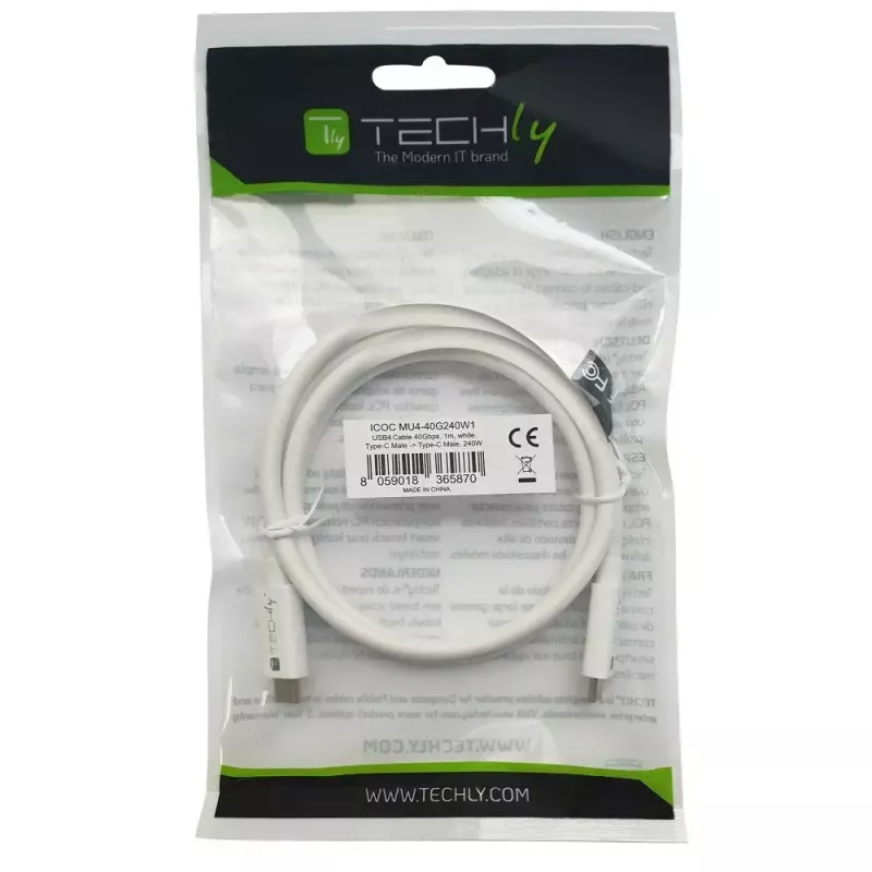 Techly ICOC-MU4-40G240W1 USB cable USB4 Gen 3x2 1 m USB C White