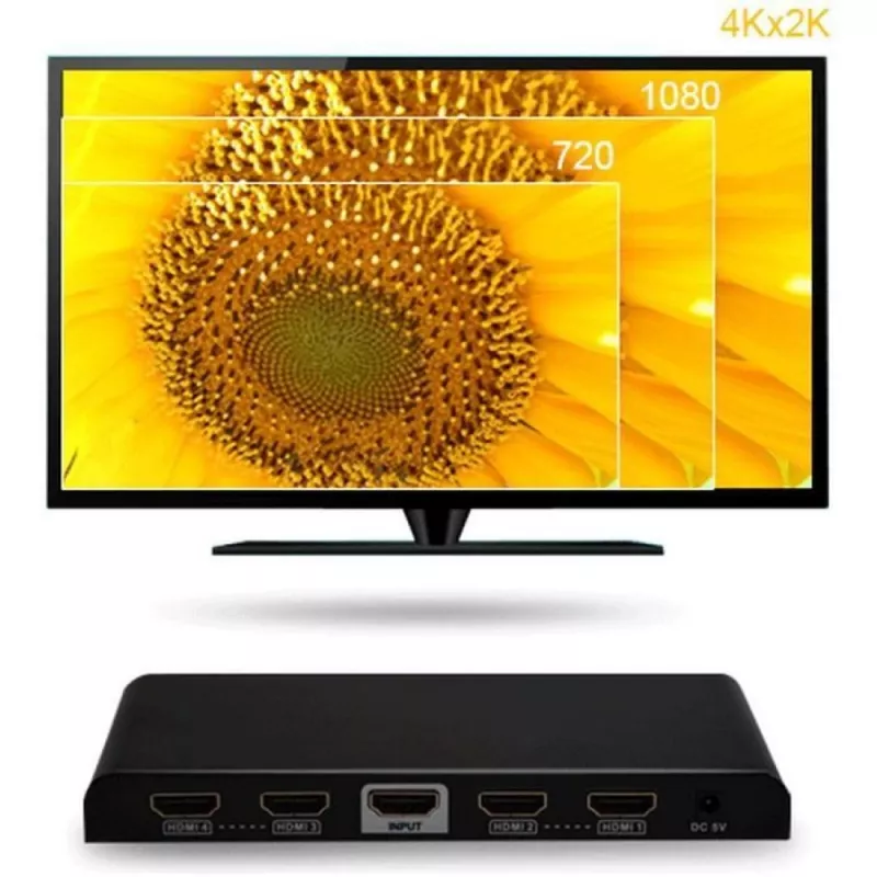 Techly Splitter HDMI 2.0 4K UHD 3D 4-way, HDMI, 4x HDMI, 3840 x 2160 pixels, Black, 4K Ultra HD, 30 m