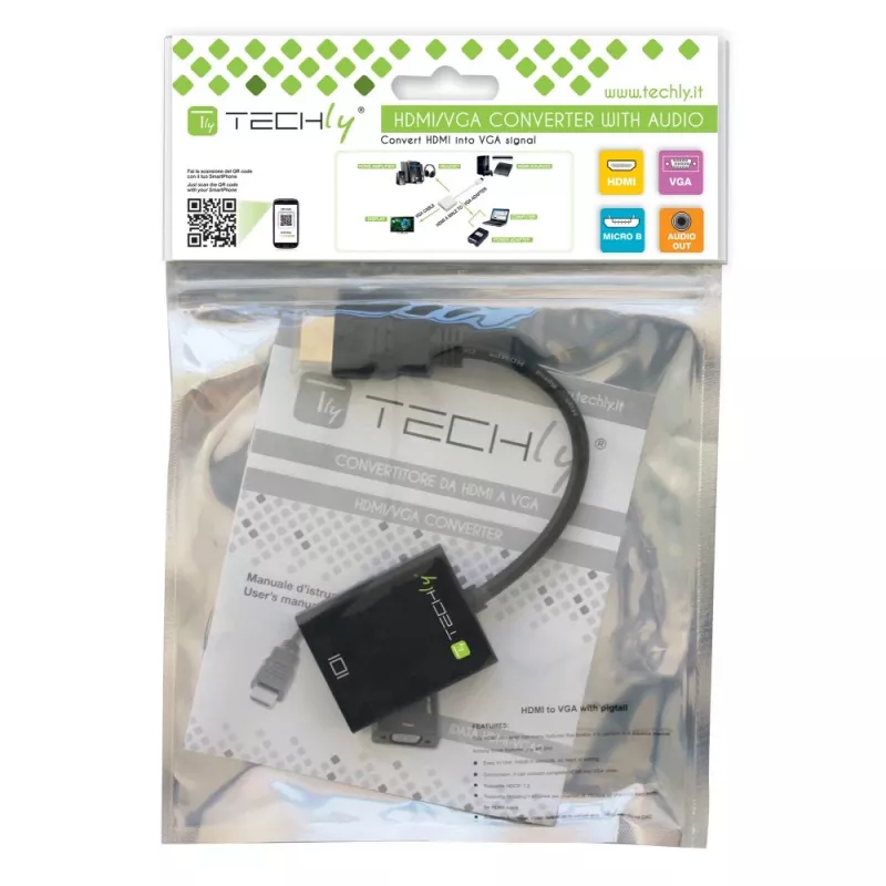 Techly Cable Adapter Converter HDMI to VGA with Micro USB and Audio IDATA HDMI-VGA2AU